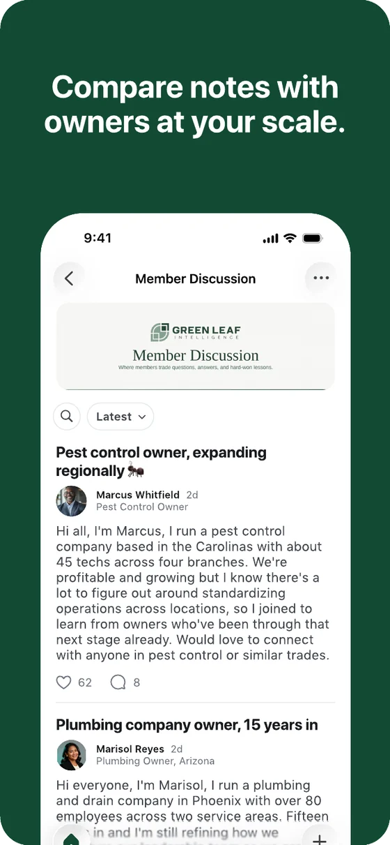 Member discussion in the Green Leaf Community app