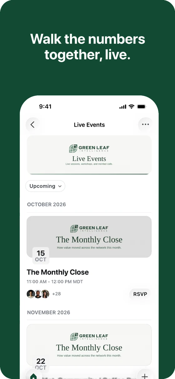 Live events, including The Monthly Close